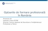 Opțiunile de formare profesională în România · 2016-05-27 · tehnician (tehnician în gastronomie, tehnician în agricultură) Redefinirea învățământului profesional cu