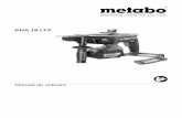 KHA 18 LTX - AGT METABO/PDF...4 Limitator adancime de gaurire 5 Selector (pentru modul de functionare) 6 Dispozitiv blocare 7 Curea pentru transport 8 Brida de fixare curea 9 Comutator