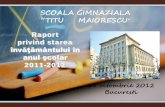 SCOALA GIMNAZIALA “TITU MAIORESCU · 2020-01-16 · In anul scolar 2011-2012, scoala noastra a functionat cu un numar de 34 de clase dintre care: 18 clase la ciclul primar si 16