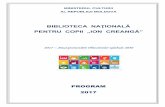 BIBLIOTECA NAŢIONALĂ PENTRU COPII „ION CREANGĂ” · 5 - Editarea indexului cumulativ Cartea pentru copii editată în Republica Moldova. 2011-2015; - Expoziţiile virtuale Emil