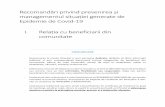 I. Relația cu beneficiarii din comunitatedgaspcsv.ro/wp-content/uploads/2020/03/Recomandări... · 2020-03-19 · Recomandări privind prevenirea și managementul situației generate