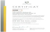 ISO Certificate CCRRO · Certificatul global al Grupului RLG Reverse Logistics GmbH, 85609 Dornach, Germania, cu niveluL de verificare DIN EN ISO 9001. 'ing operator al sistemeLor