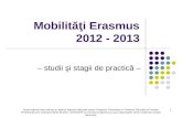 Mobilităţi Erasmus 2012 - 2013 Outgoing 2012-2013/Prezentare_Erasm… · 13 Acest material este realizat cu sprijinul Agentiei Nationale pentru Programe Comunitare in Domeniul Educatiei