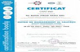 Bima ProdServbimaprod.ro/wp-content/uploads/2017/04/certificat...Prelucrari mecanice prin aschÏere, Mechanical processing by cutting. Certificat nr.: 9825 C Certificare initiald: