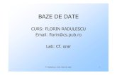 BAZE DE DATE - pmtgv.ro. Baze de date/BD1-slides.pdf · Curs: Baze de date 1 BAZE DE DATE CURS: FLORIN RADULESCU Email: florin@cs.pub.ro Lab: Cf. orar. F. Radulescu. Curs: Baze de