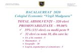 2 BACALAUREAT 2020 - Madgearu · 2020. 7. 19. · BACALAUREAT 2020 Colegiul Economic “Virgil Madgearu” - situaţie finală - TOTAL ABSOLVENȚI – 320 elevi PROMOVABILITATE –