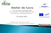 PROSPER-ASE LANGUAGE CENTRE ACADEMIA DE STUDII … · NELLIP (principiile de calitate în conceperea proiectelor inovatoare în domeniul limbilor străine) Sesiune practică – Schițarea
