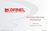 Securitatea Sistemului Informational - BRINEL · Peisajul de securitate 100% dintre companii se conecteaza la domenii care contin fisiere sau servicii malitioase 54% dintre brese