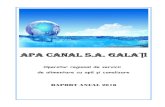 APa CANAL S.A. GALA IŢPopulația deservită cu servicii de alimentare cu apă și canalizare, din aria de operare, se prezintă astfel la sfârșitul anului 2018 : municipii si orase