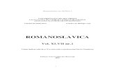 Romanoslavica - UNIVERSITATEA DIN BUCUREŞTI · 2012. 1. 29. · Romanoslavica vol. XLVII nr.1 1 UNIVERSITATEA DIN BUCUREŞTI FACULTATEA DE LIMBI ŞI LITERATURI STRĂINE ASOCIAŢIA