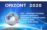 ORIZONT 2020 - €¦ · ORIZONT 2020 SC5 – Schimbări climatice, utilizarea eficientă a resurselor și materiile prime în Orizont 2020 (apeluri 2014-2015) Prezentare UPB, 9 mai