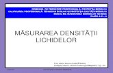 MĂSURAREA DENSITĂȚII LICHIDELOR · 2020. 9. 11. · 1. Generalități: Definiție, relații de calcul, unități de măsură 2. Determinarea densității lichidelor utilizând